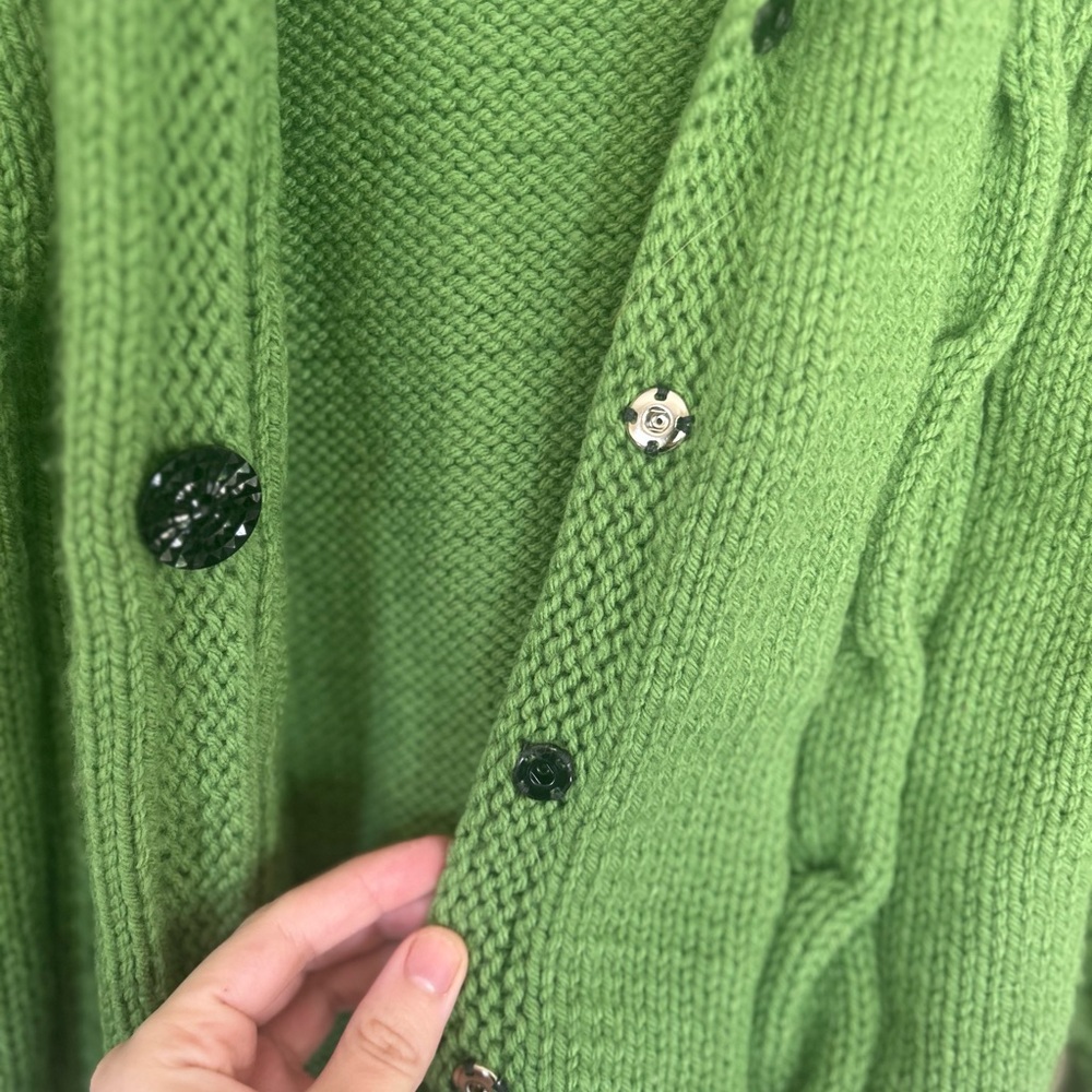 Vintage Lime Green Cable Knit Cardigan - Picture 9 of 10